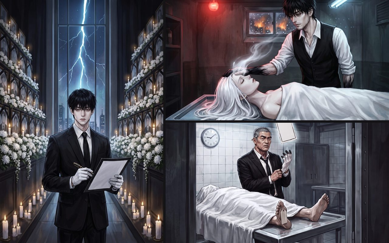 세로쓰기 제목이 들어간 표지와 삽화 두 장